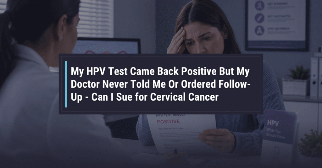 My HPV Test Came Back Positive, But My Doctor Never Told Me Or Ordered Follow-Up - Can I Sue for Cervical Cancer My HPV Test Came Back Positive But My Doctor Never Told Me Or Ordered Follow Up Can I Sue for Cervical Cancer Powers Santola LLP